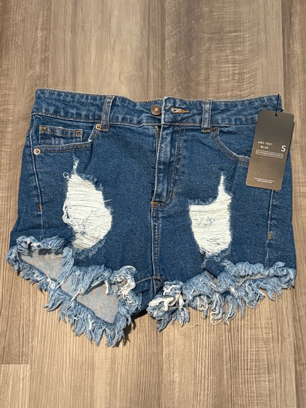 American Bazi Distressed Denim Shorts Size S NWT Frayed Ripped